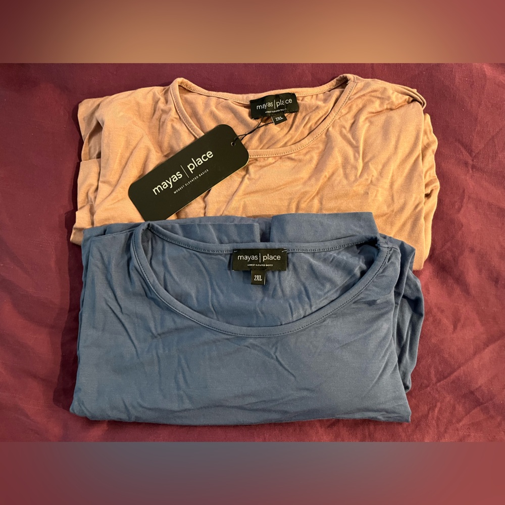 Lot of 2 Maya’s Place Modal Mauve “Eden” Top NWT & Blue “Betty” Top NWOT